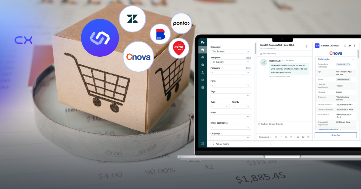 Conciex Channels para CNova: Consulte Reclamações e Aplique Soluções Direto no Zendesk